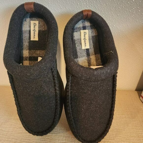 Dearfoams Men's Clog Style Memory Foam Slippers Wool Blend L - Picture 1 of 5
